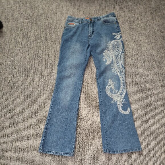 Paisley Embroidered Jeans - Picture 2 of 13